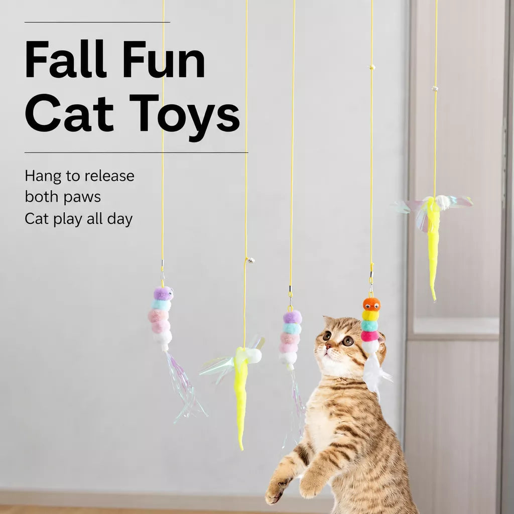 Door-Hanging Feather Cat Teaser Toy with Elastic Cord