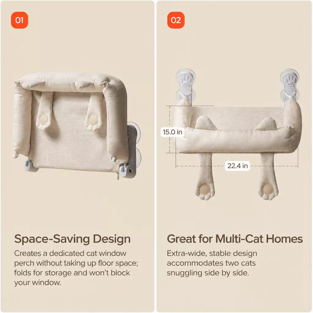 Window-Mounted Cat Hammock with Suction Cups
