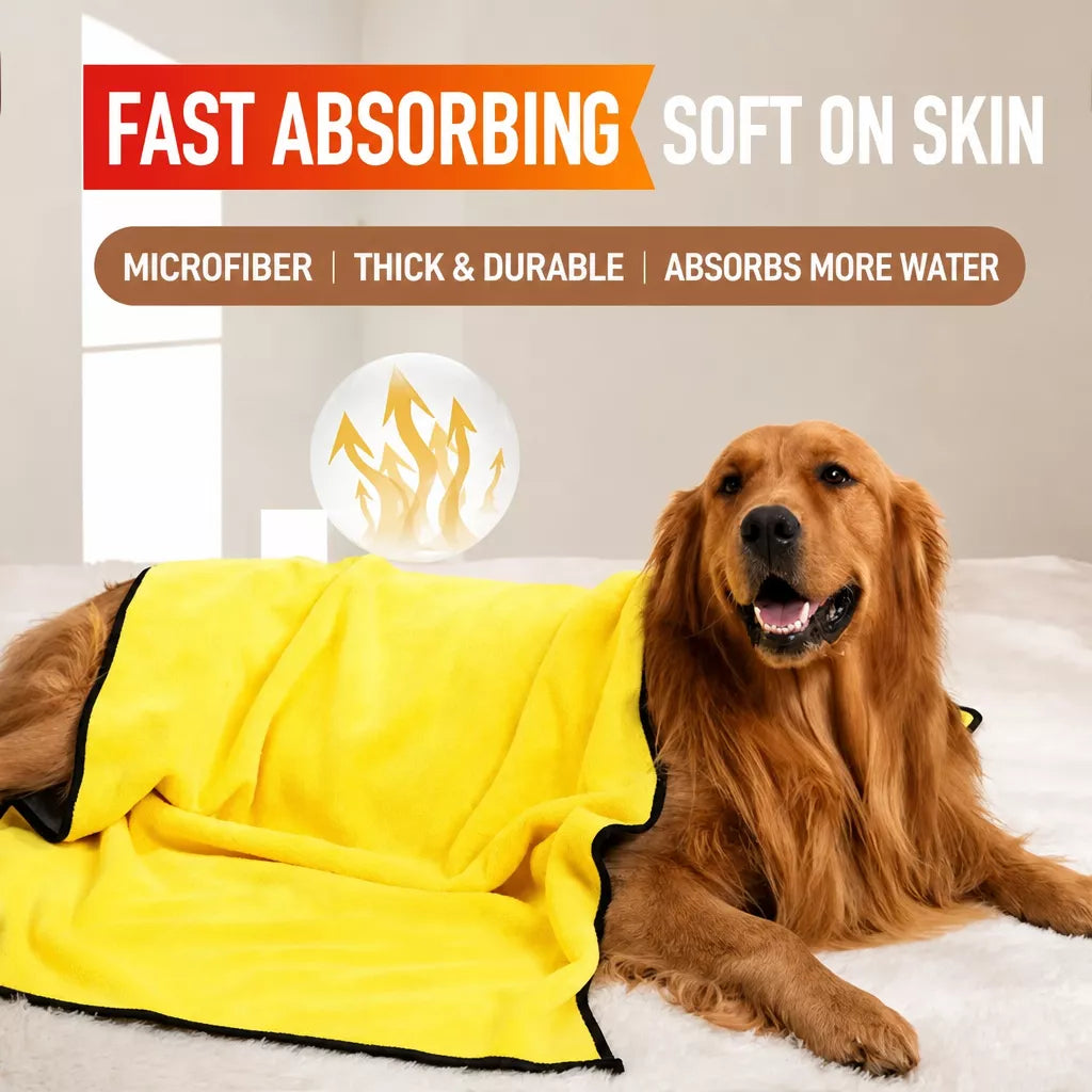 Absorbent Pet Drying Towel for Dogs & Cats, Machine Washable