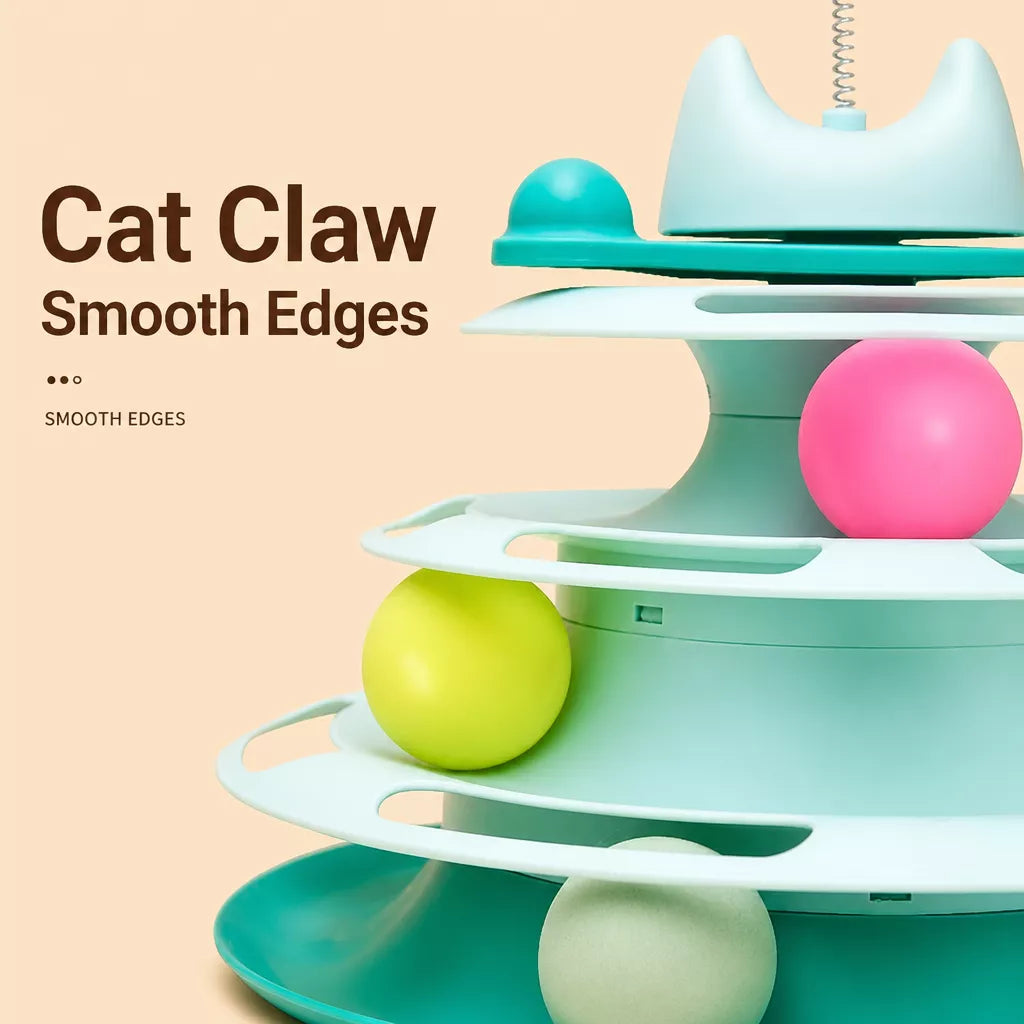 Cat Turntable Toy with Feather Wand and Colorful Balls