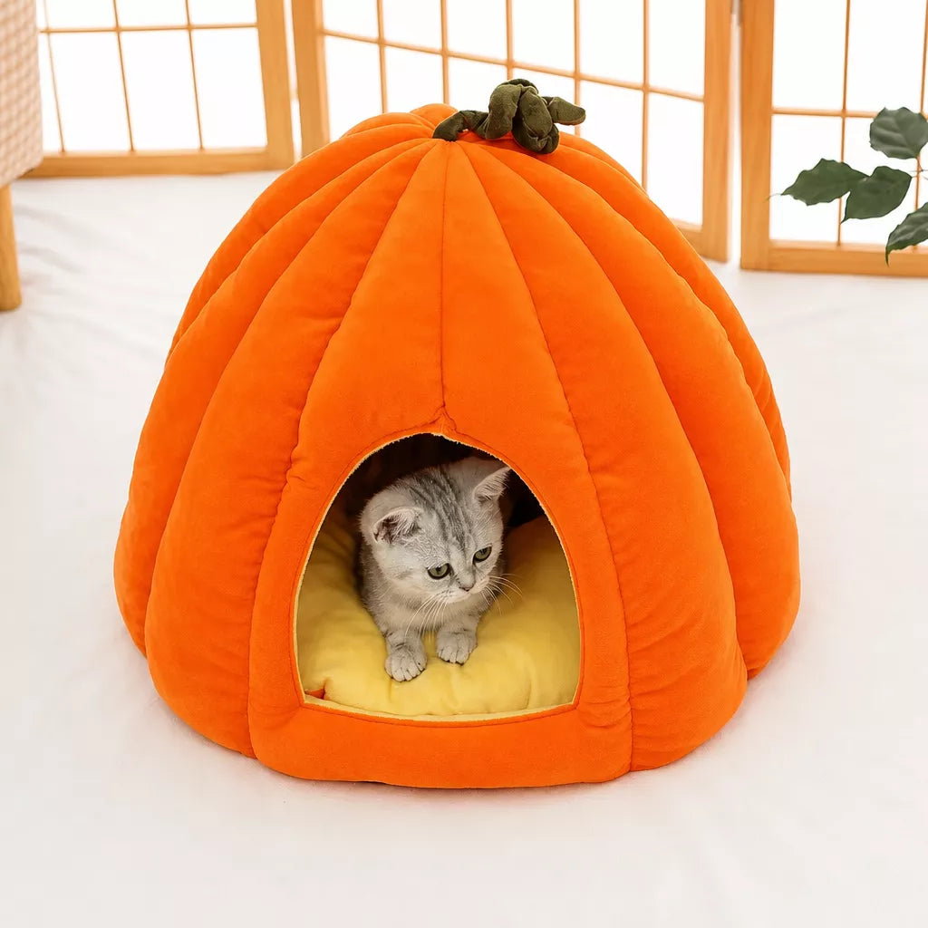 Enclosed Polyester Pet Bed for Cats and Small Dogs