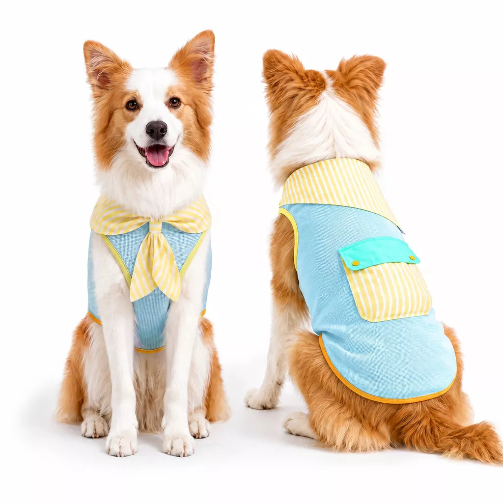Cotton-Linen Bow Tie Dog Vest
