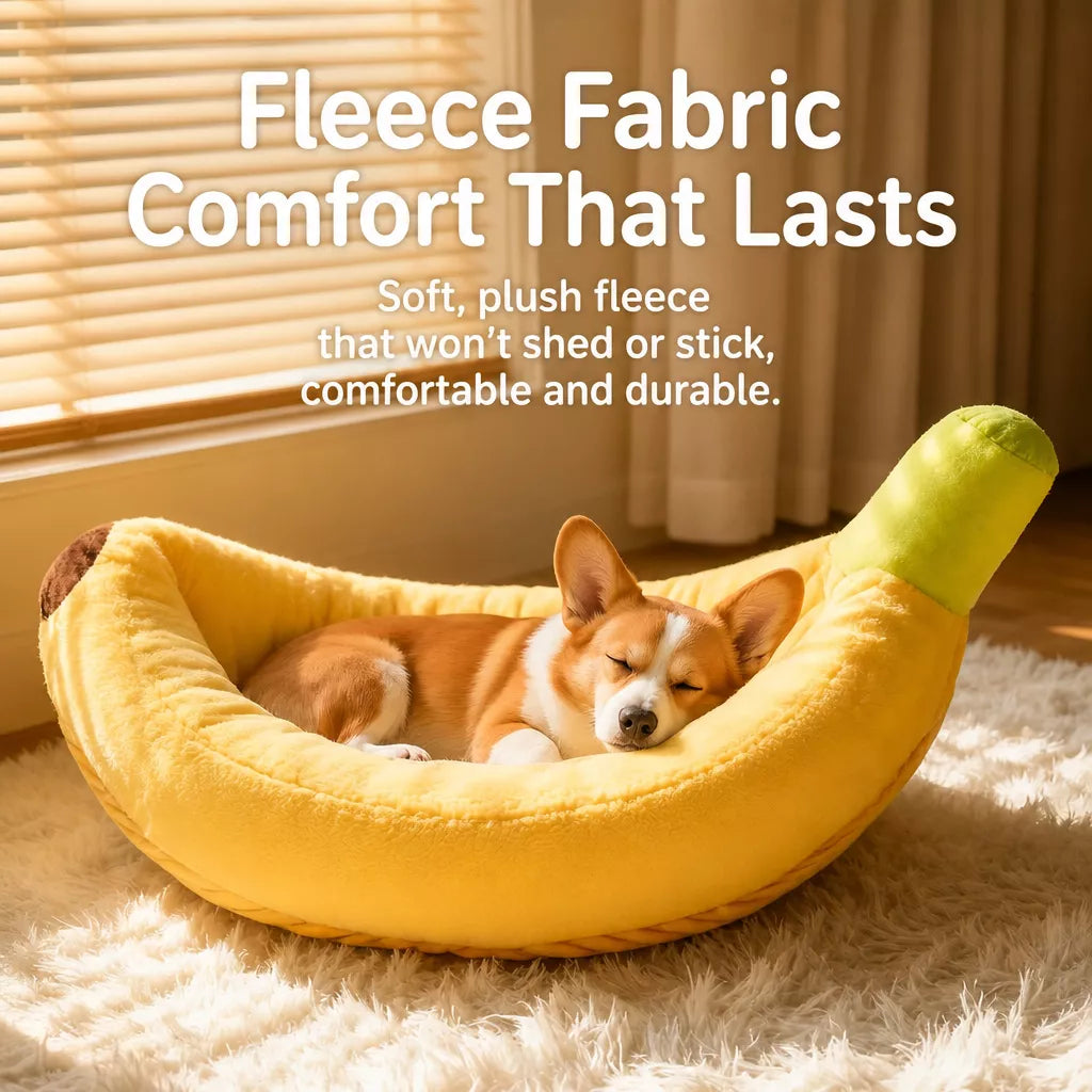 Banana-Shaped Pet Bed for Small to Medium Dogs and Cats