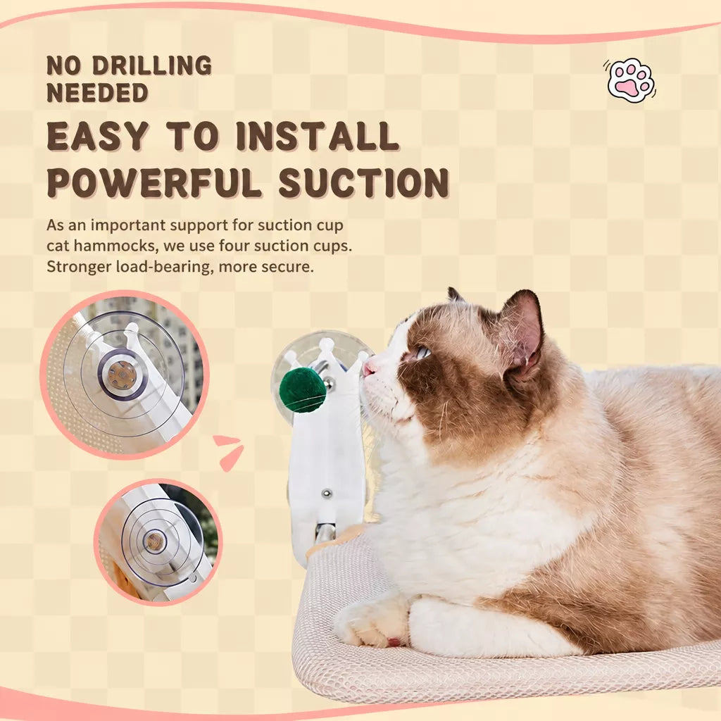 Window-Mounted Cat Hammock with Suction Cups