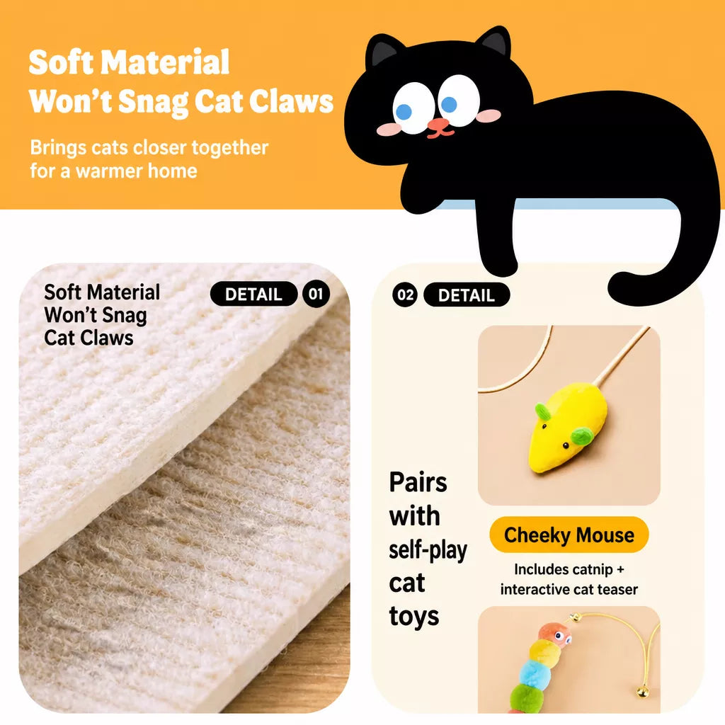 Wall-Mounted Vertical Cat Scratcher with Self-Adhesive Backing