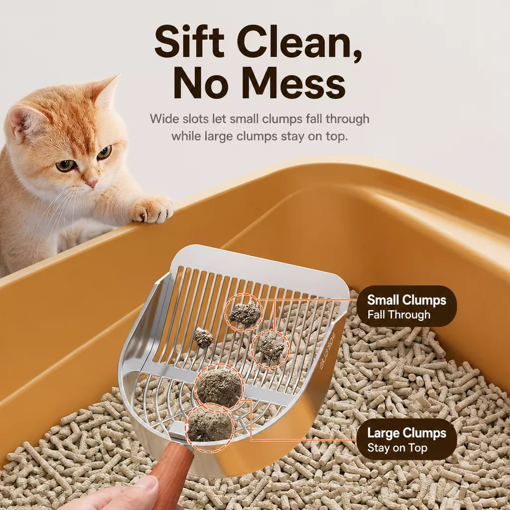 Metal Cat Litter Scoop with Slotted or Round-Hole Designs