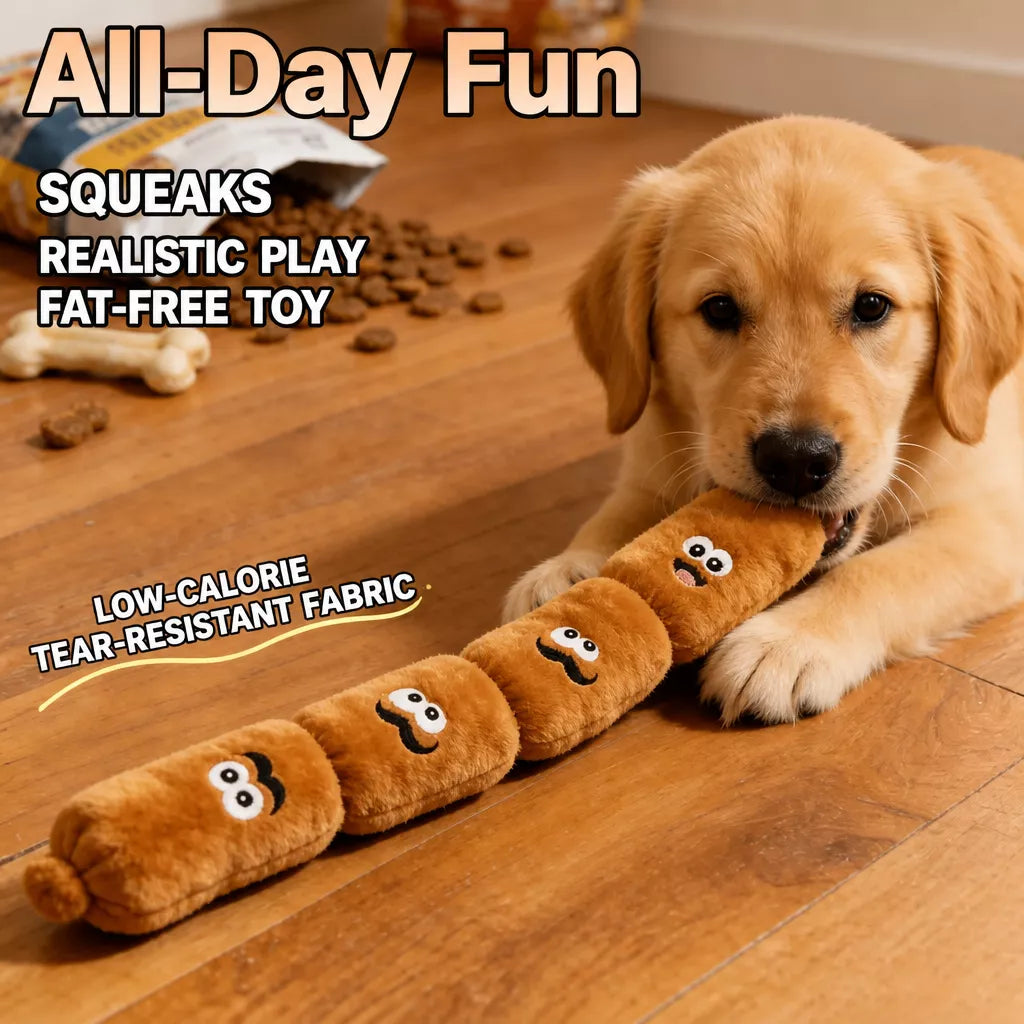 Four-Section Sausage Squeaky Tug Toy for Dogs