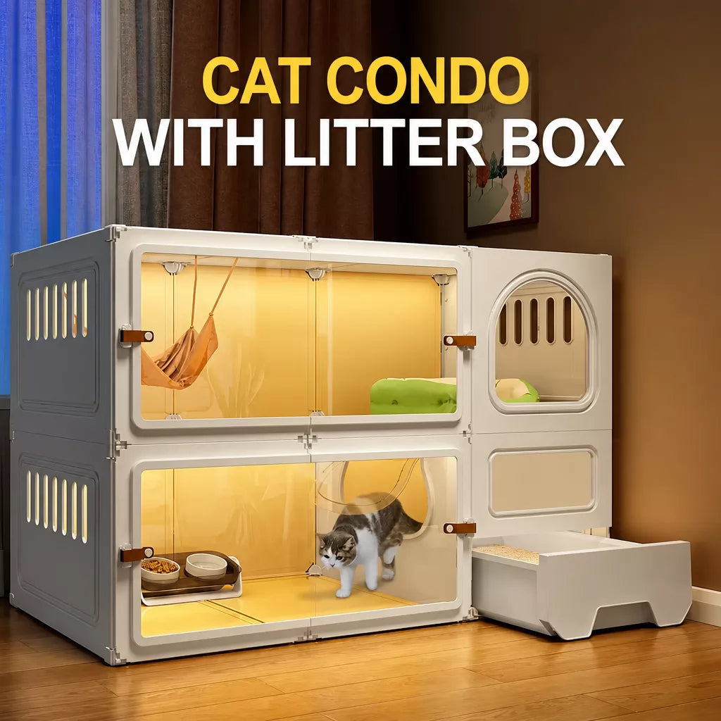 Indoor Cat Enclosure with Litter Box Area