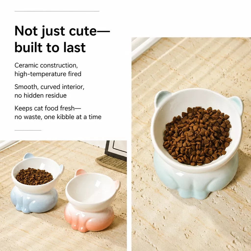 Elevated Ceramic Cat Food Bowl