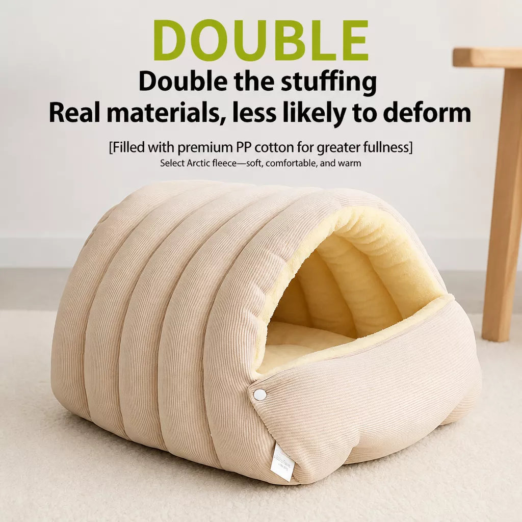 Semi-Enclosed Cat & Dog Bed with Removable Washable Cover