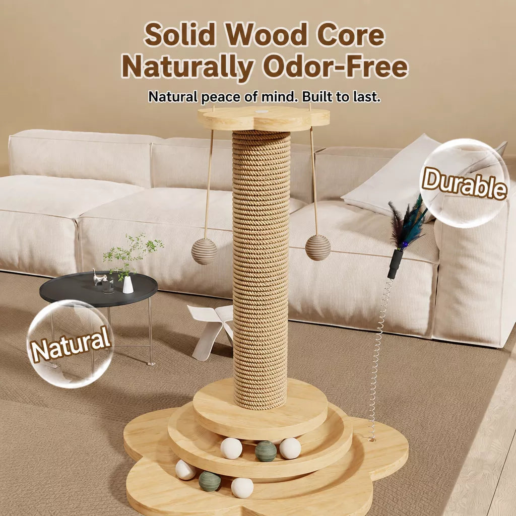 4-in-1 Vertical Cat Scratching Post and Climbing Tower