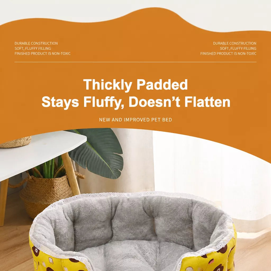 Semi-Enclosed Plush Sofa-Style Pet Bed for Cats and Small Dogs