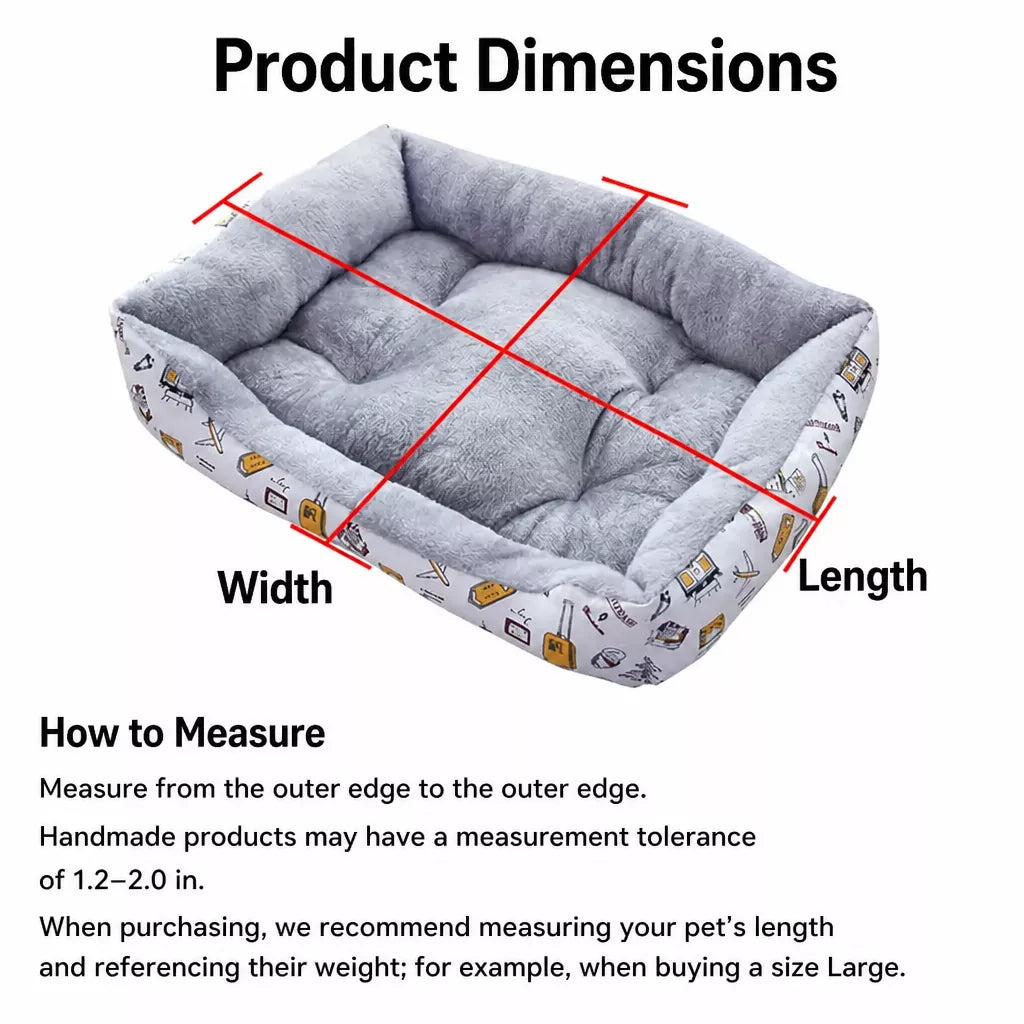 Rectangular Pet Bed for Dogs and Cats