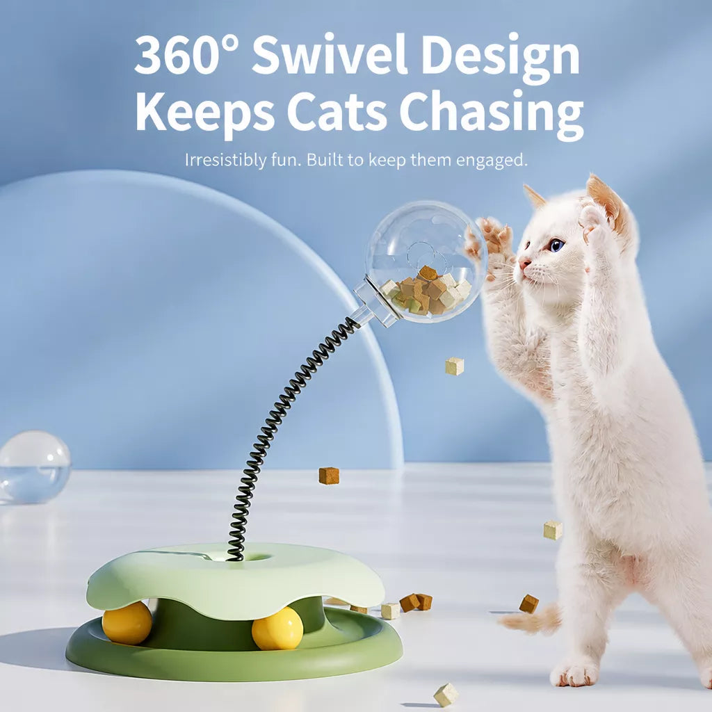 Interactive Cat Treat Spinner Toy with Teaser and Yarn Ball Options