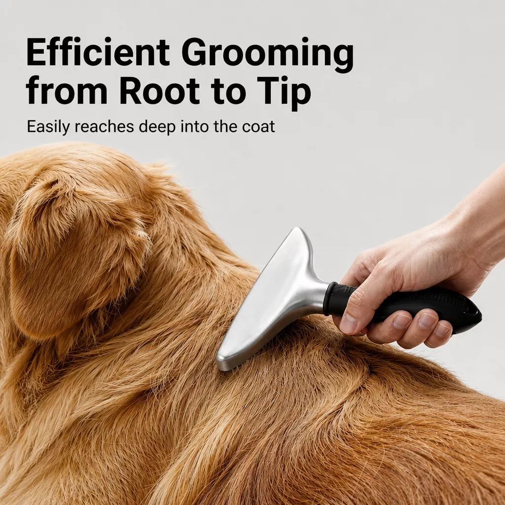 Dog & Cat Detangling Rake Comb for Long-Haired Coats