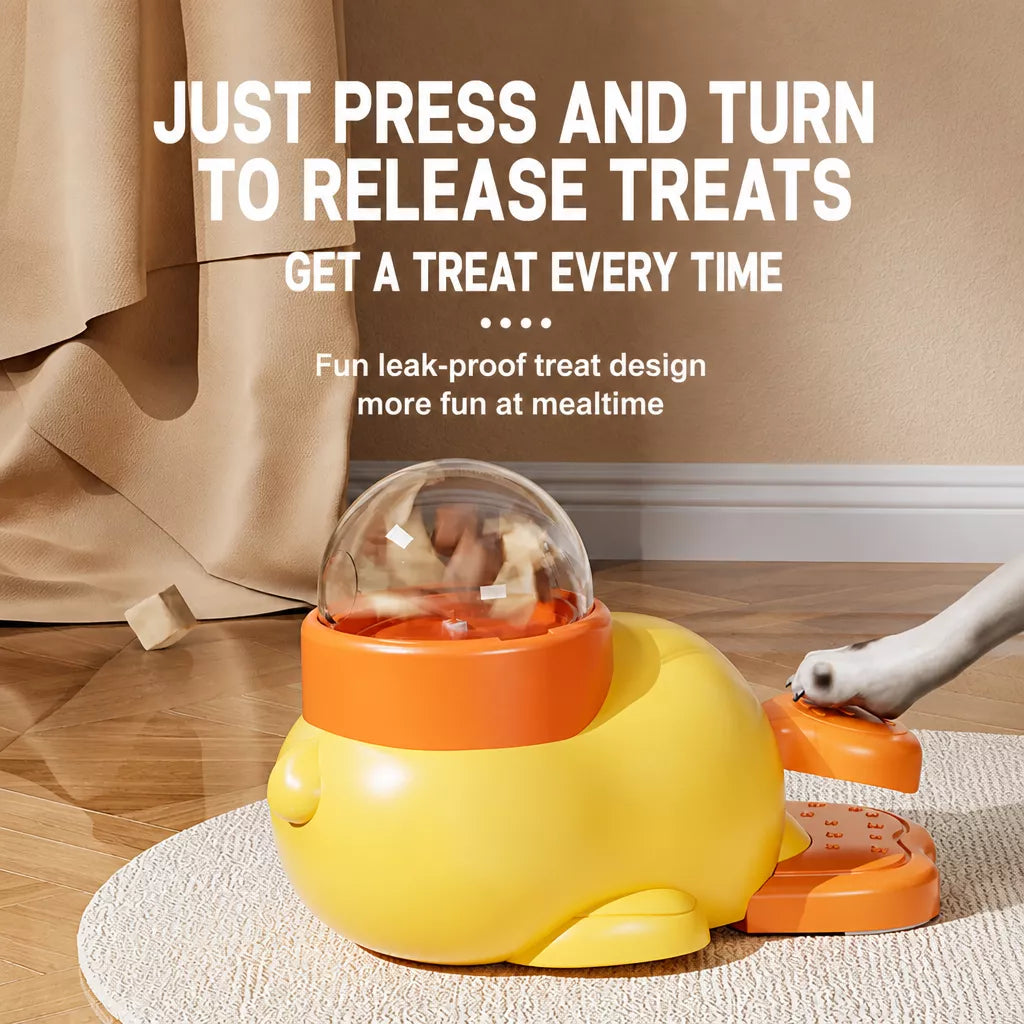 Rotating Duck Treat Dispenser Toy for Cats