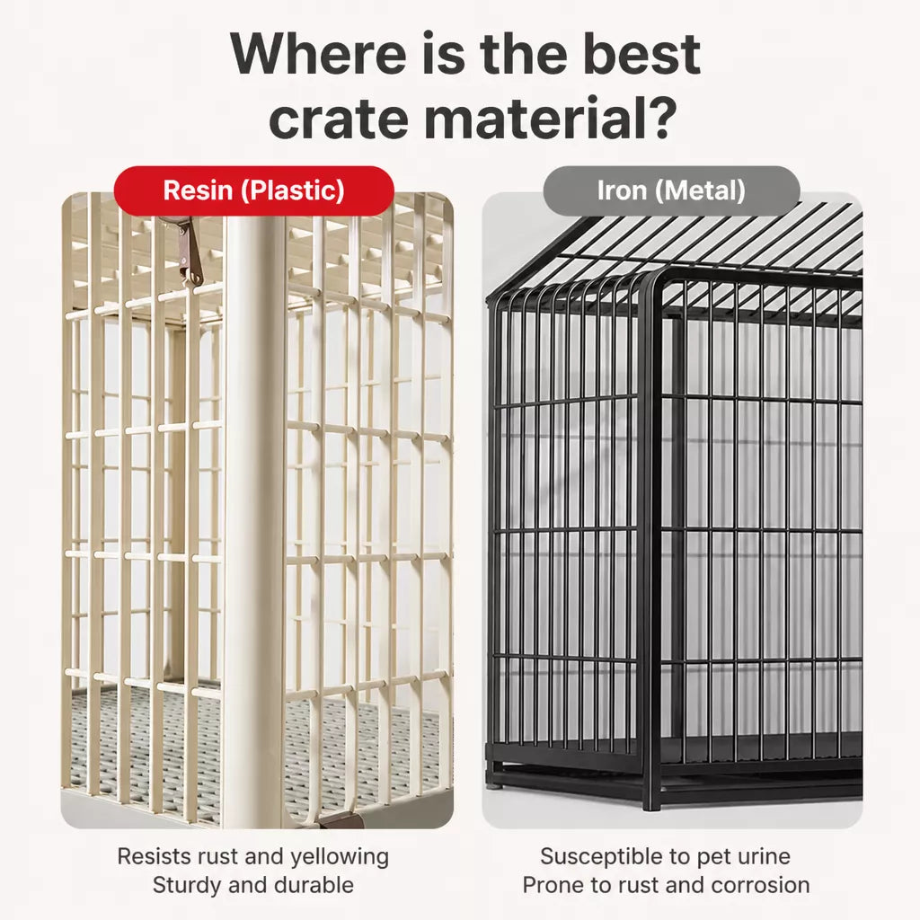 Indoor Pet Crate with Resin Panels and Iron Frame
