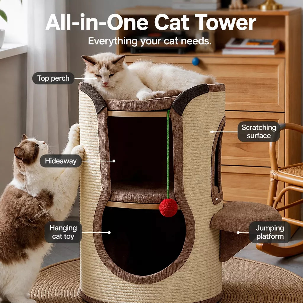 Cat Scratching Barrel Climbing Tower