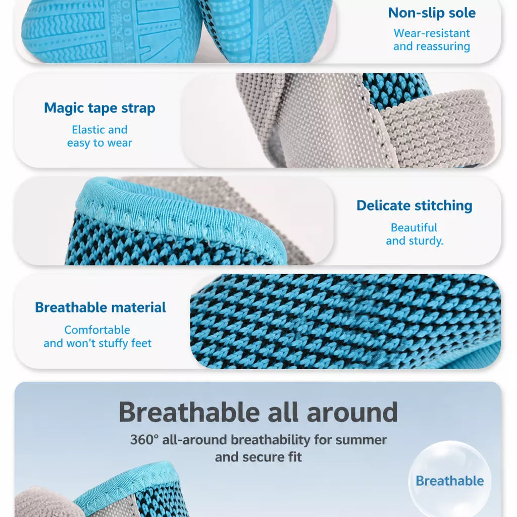 Breathable Mesh Dog Shoes with Elastic Straps