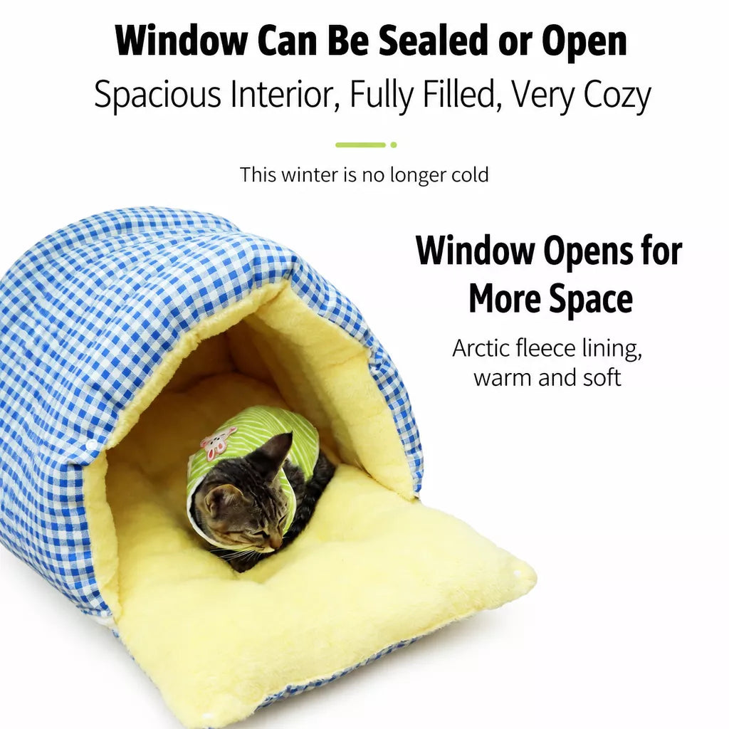 Semi-Enclosed Cat & Small Dog Bed with Removable, Washable Design