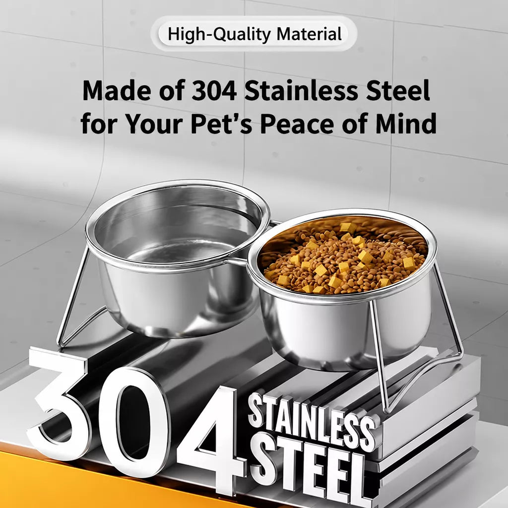 Elevated Stainless Steel Pet Bowl Stand for Dogs & Cats