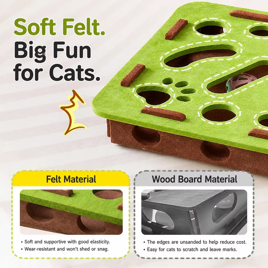 Interactive Plush Cat Toy with Three Bells
