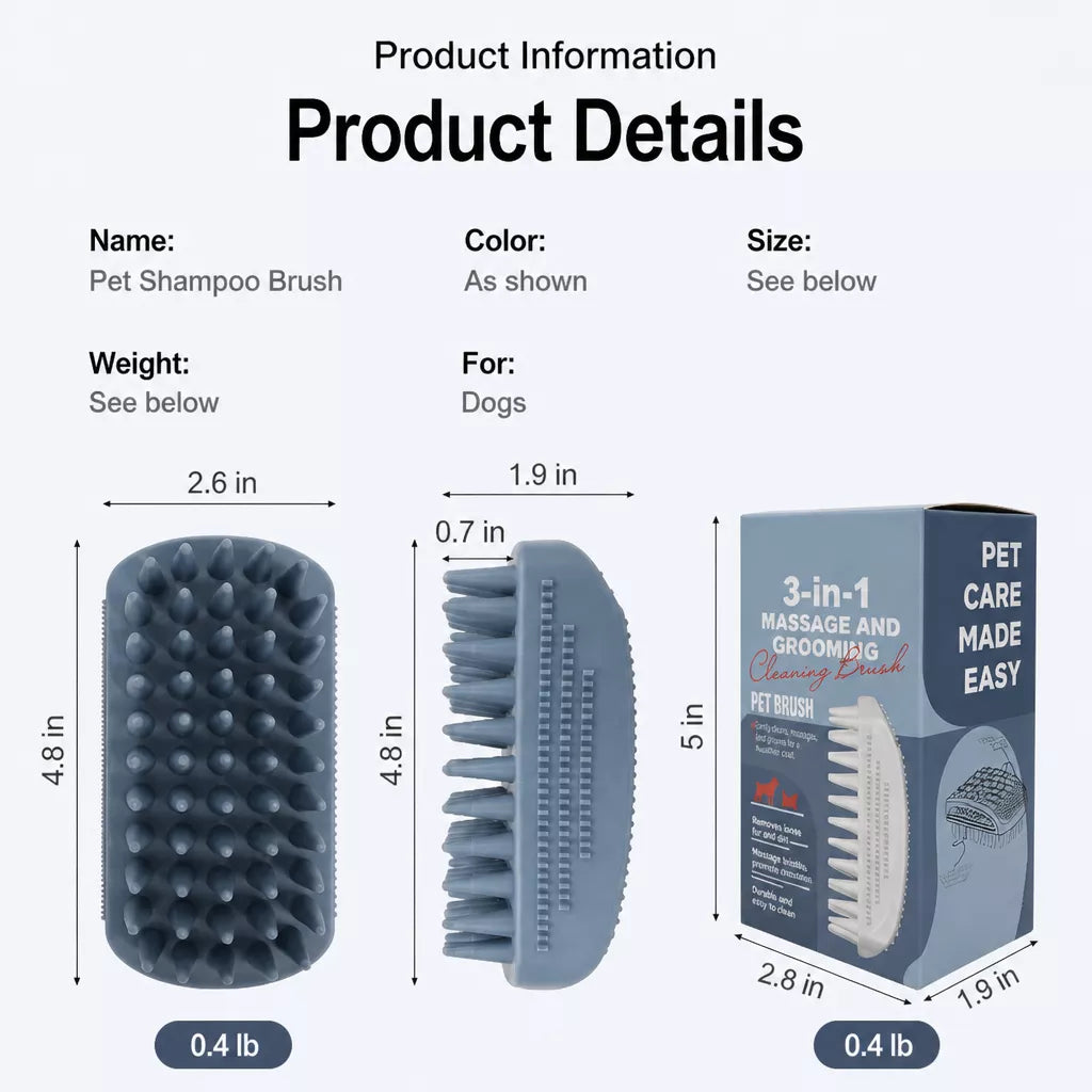 Silicone Pet Bath & Grooming Brush for Dogs and Cats