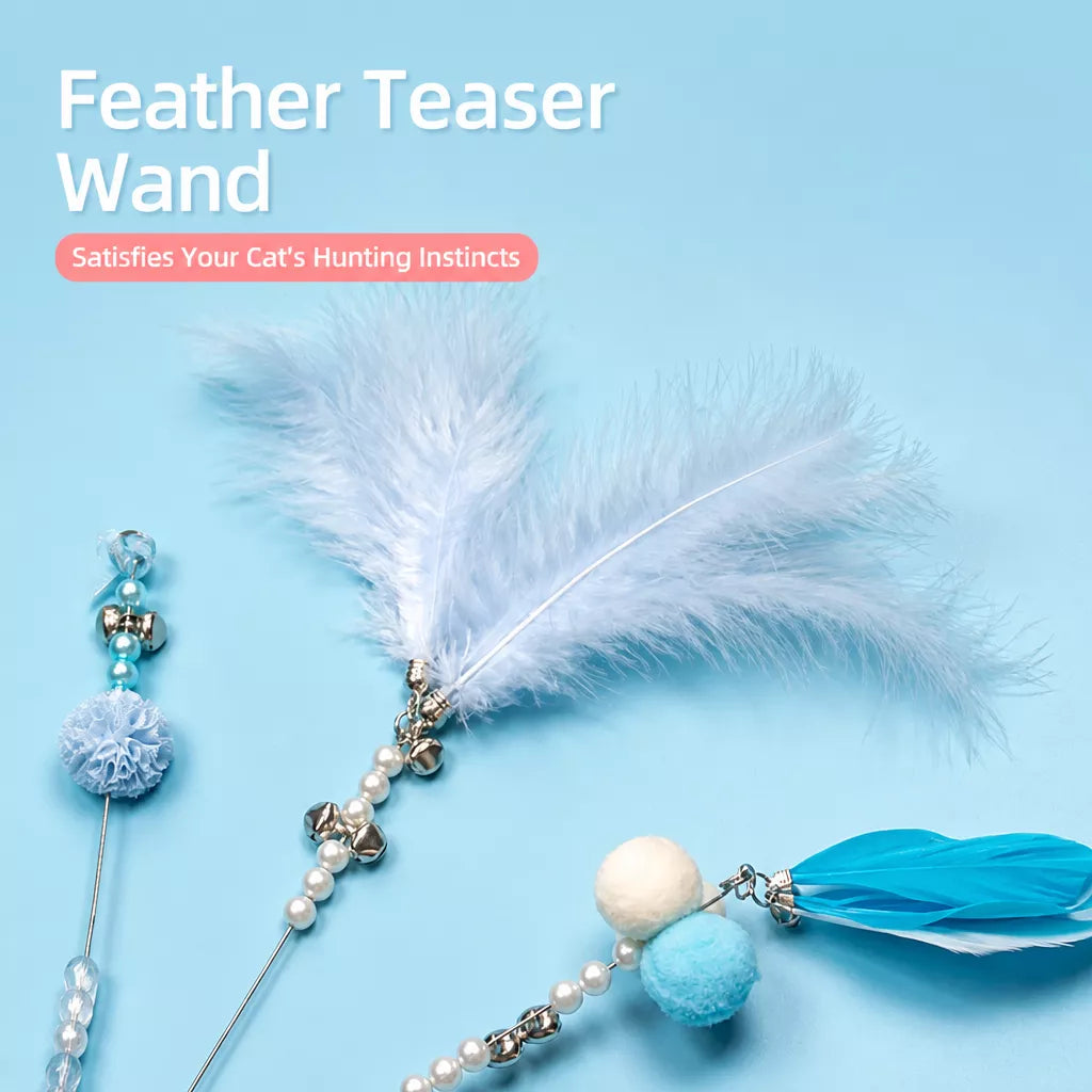 Feather Cat Teaser Wand Toy with Bell
