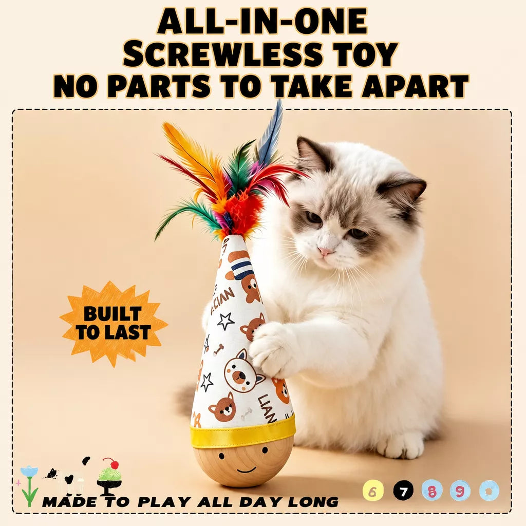 Wobble Cat Toy with Feather Teaser