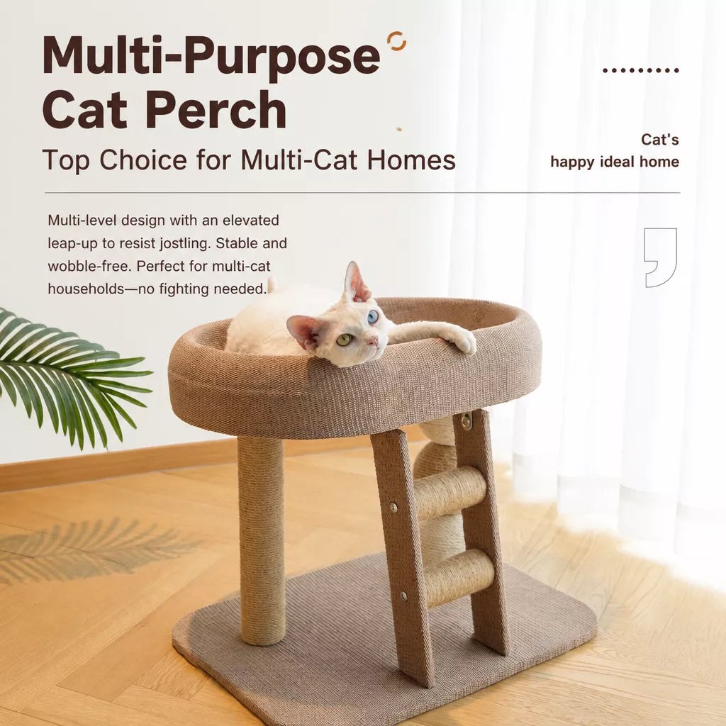Low-Profile Cat Tree with Sisal Scratching Mat