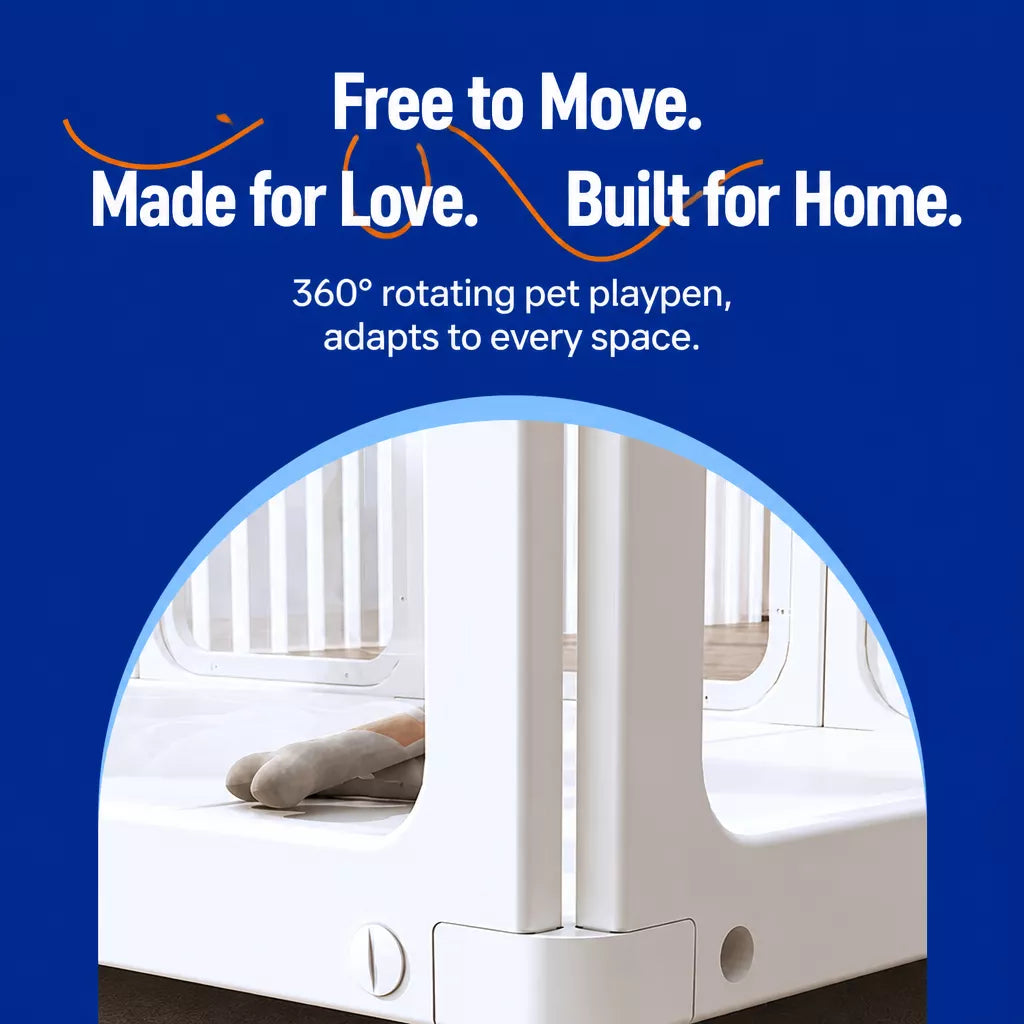 Mobile Indoor Dog Playpen with Door and Swivel Casters