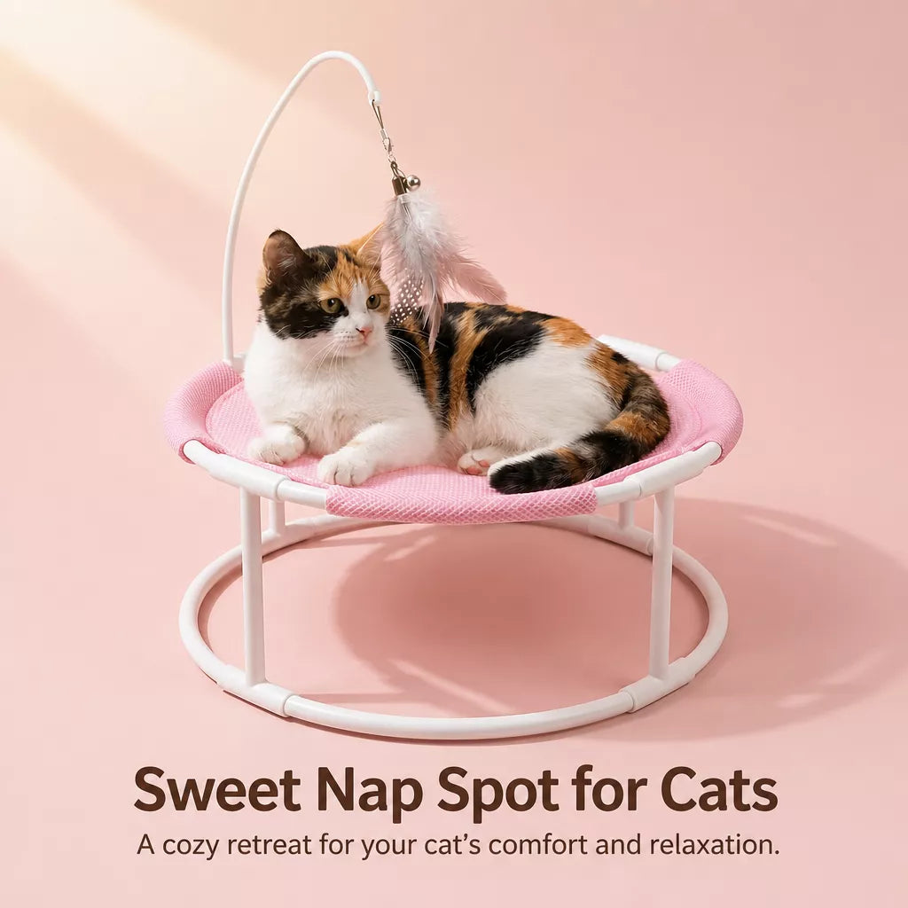 Round Elevated Pet Bed with Breathable Hammock-Style Surface