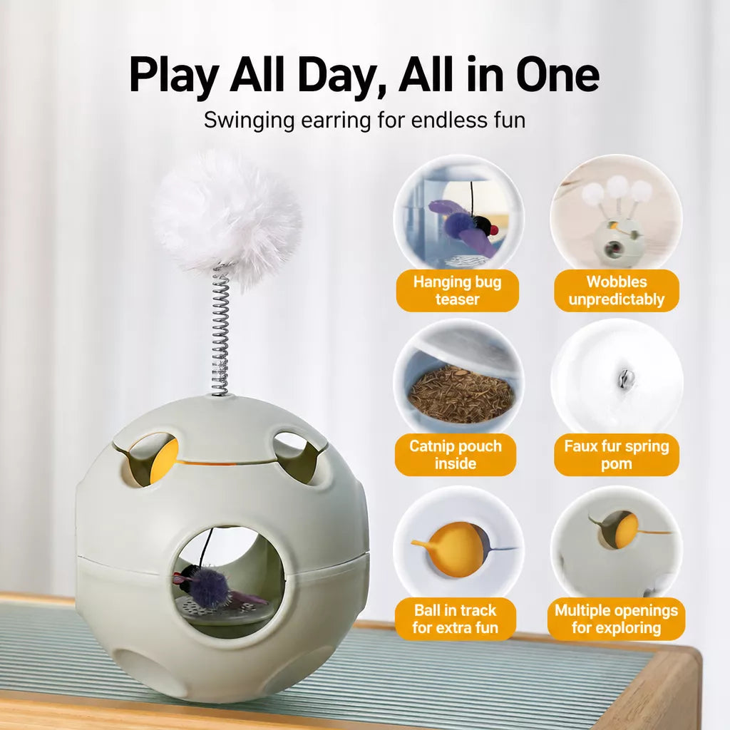 5-in-1 Planet Tumbler Cat Toy with Teaser Wand