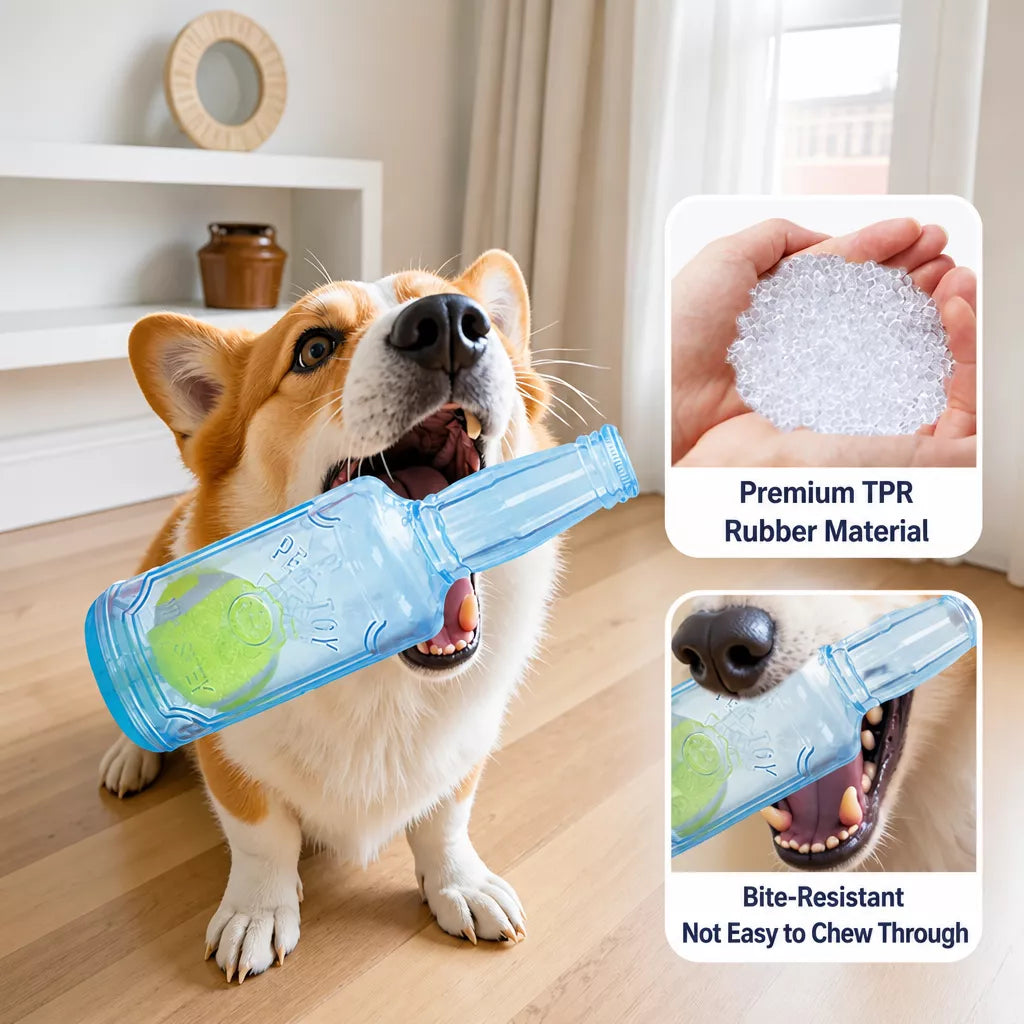 Small Dog Squeaky Bottle Toy with Tennis Ball