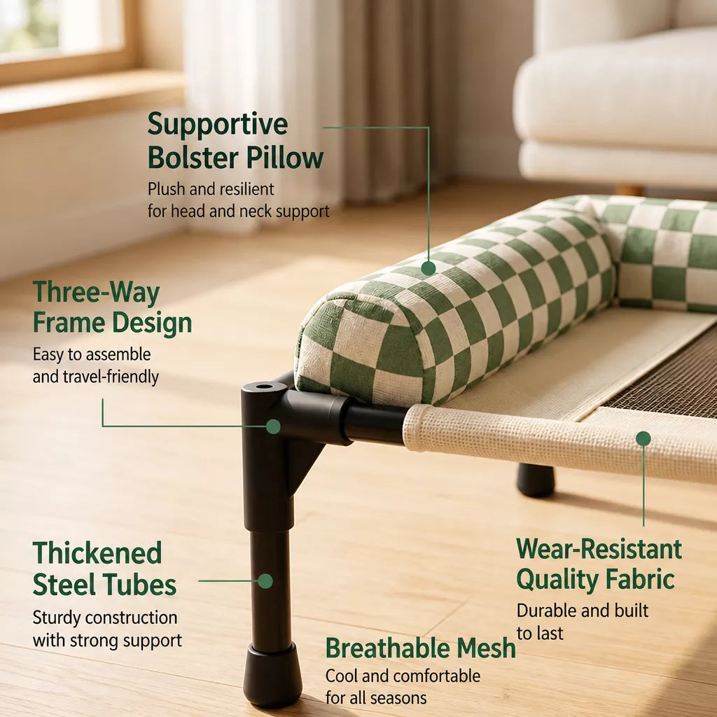 Portable Elevated Pet Cot for Dogs and Cats with Mesh Surface