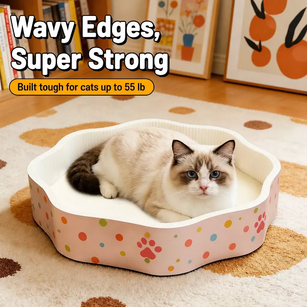 Petal-Shaped Corrugated Cardboard Cat Scratcher Bed