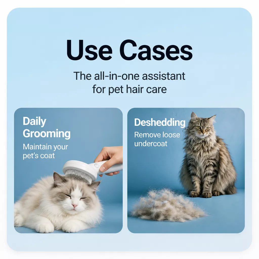 Pet Grooming Rake Comb for Cats and Dogs with Long and Short Teeth