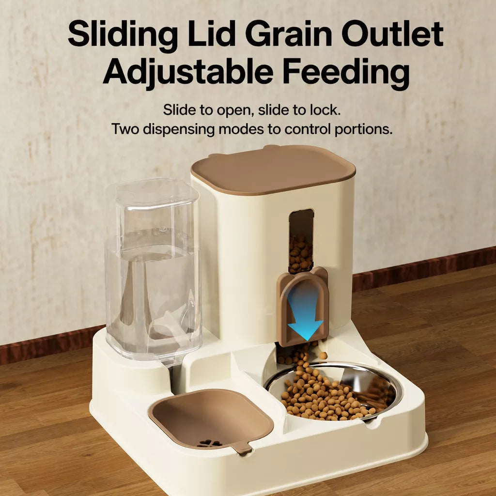 Automatic Pet Feeder with Dual Food and Water Bowls