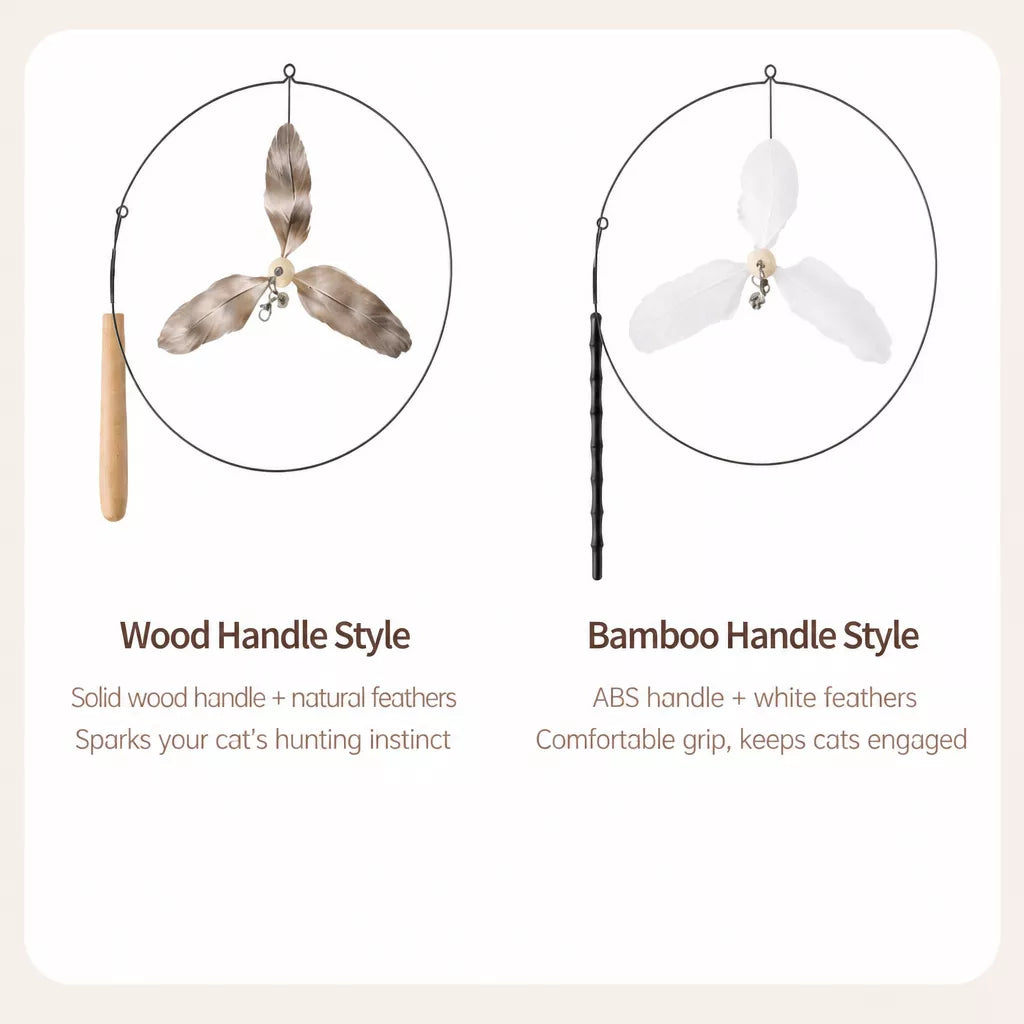 Cat Teaser Wand with Feather Attachments
