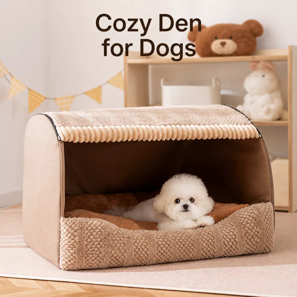 Covered Pet Bed for Dogs and Cats