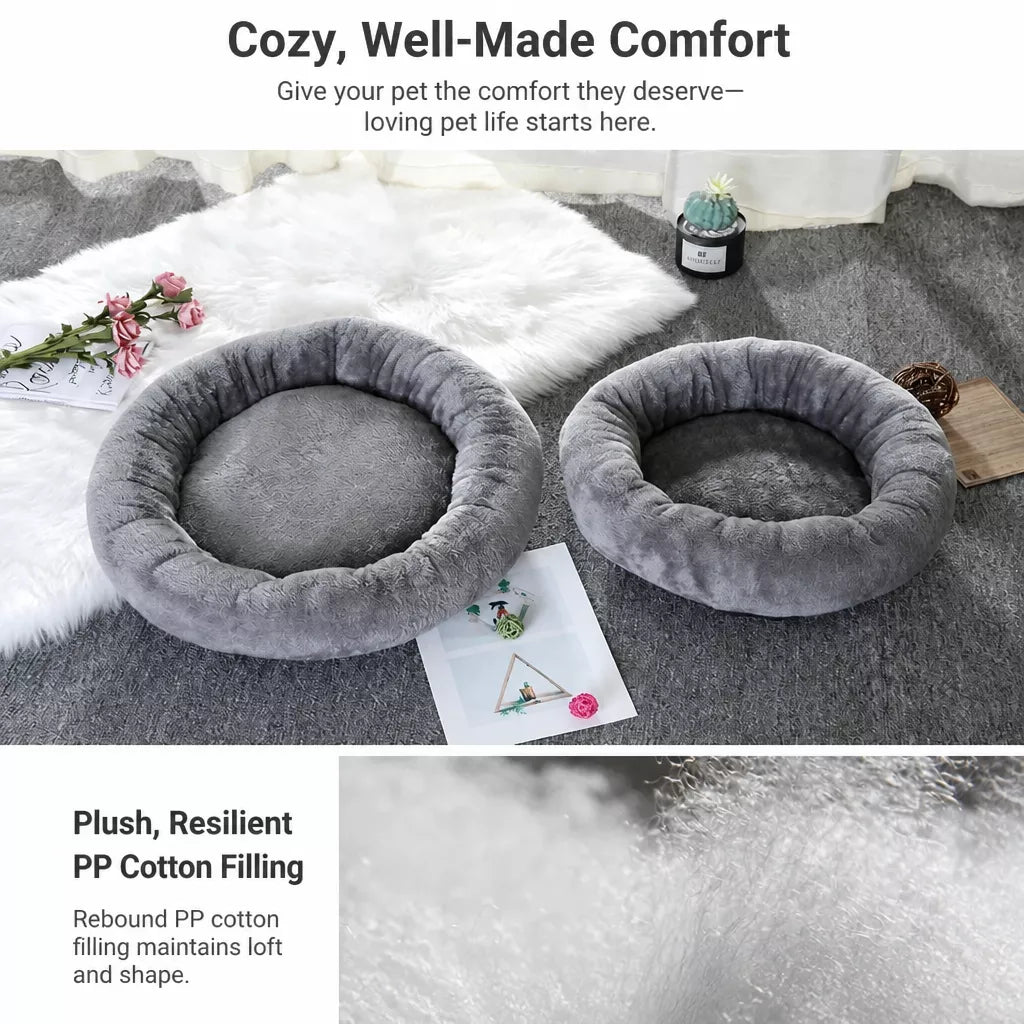 Round Plush Pet Bed for Cats and Small Dogs