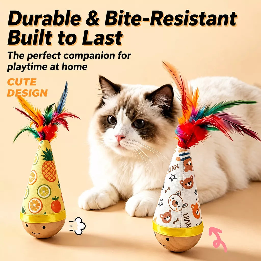 Wobble Cat Toy with Feather Teaser