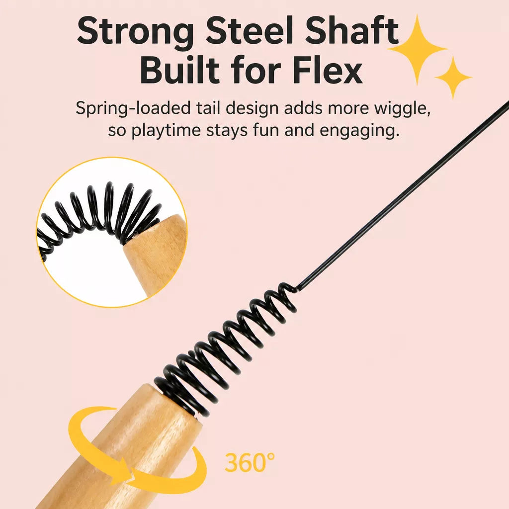Interactive Cat Teaser Wand with Feather Replacement Heads