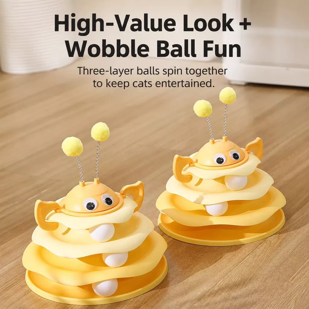 Cat Spinning Track Ball Toy with Tumbler Base