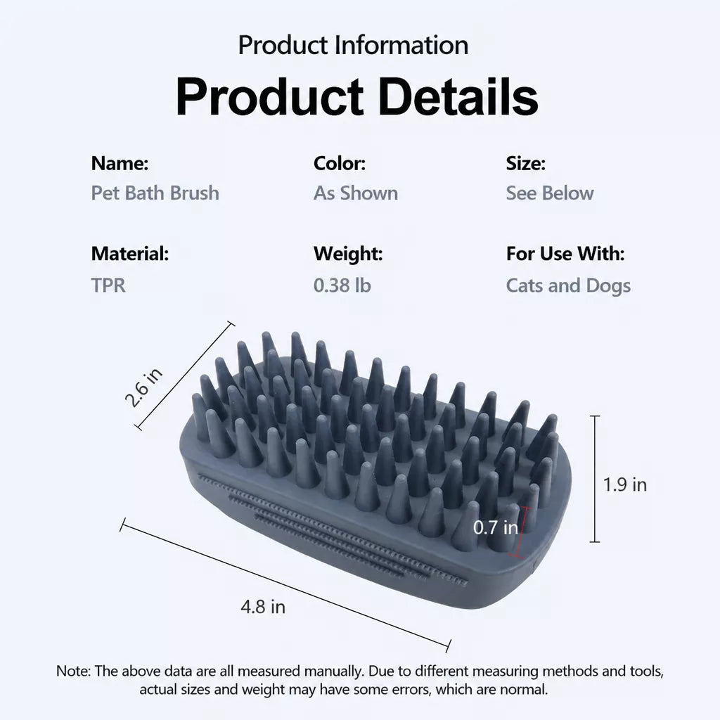 Silicone Pet Bath & Grooming Brush for Dogs and Cats