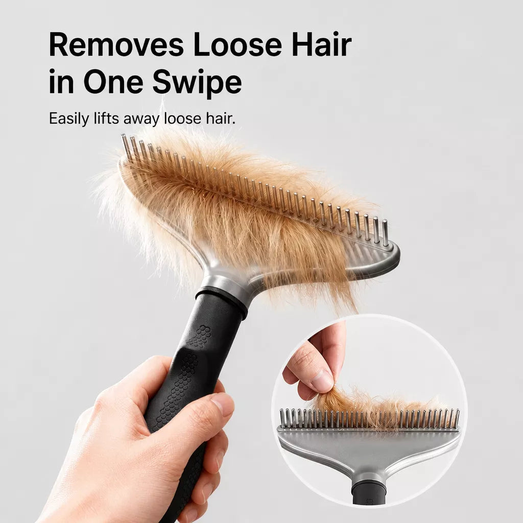 Dog & Cat Detangling Rake Comb for Long-Haired Coats
