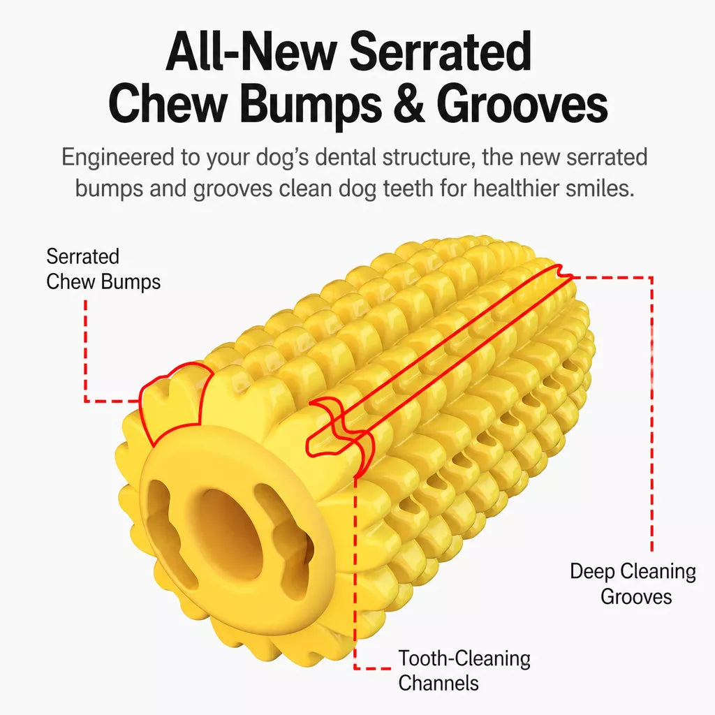 Corn-Shaped TPR Dog Chew Toy with Optional Squeaker