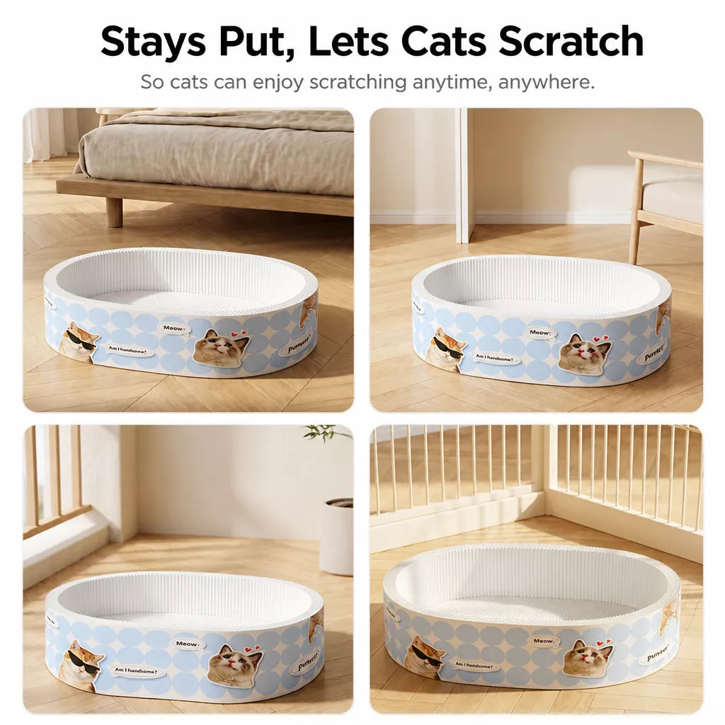Deep Oval Cardboard Cat Scratcher Bed