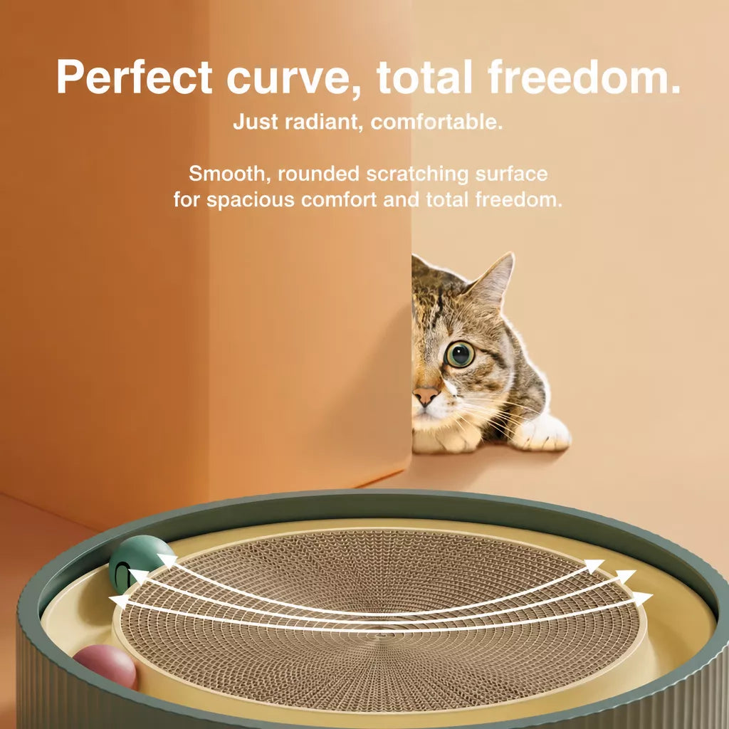 Extra-Large Round Cat Scratcher Lounge with Toy Ball