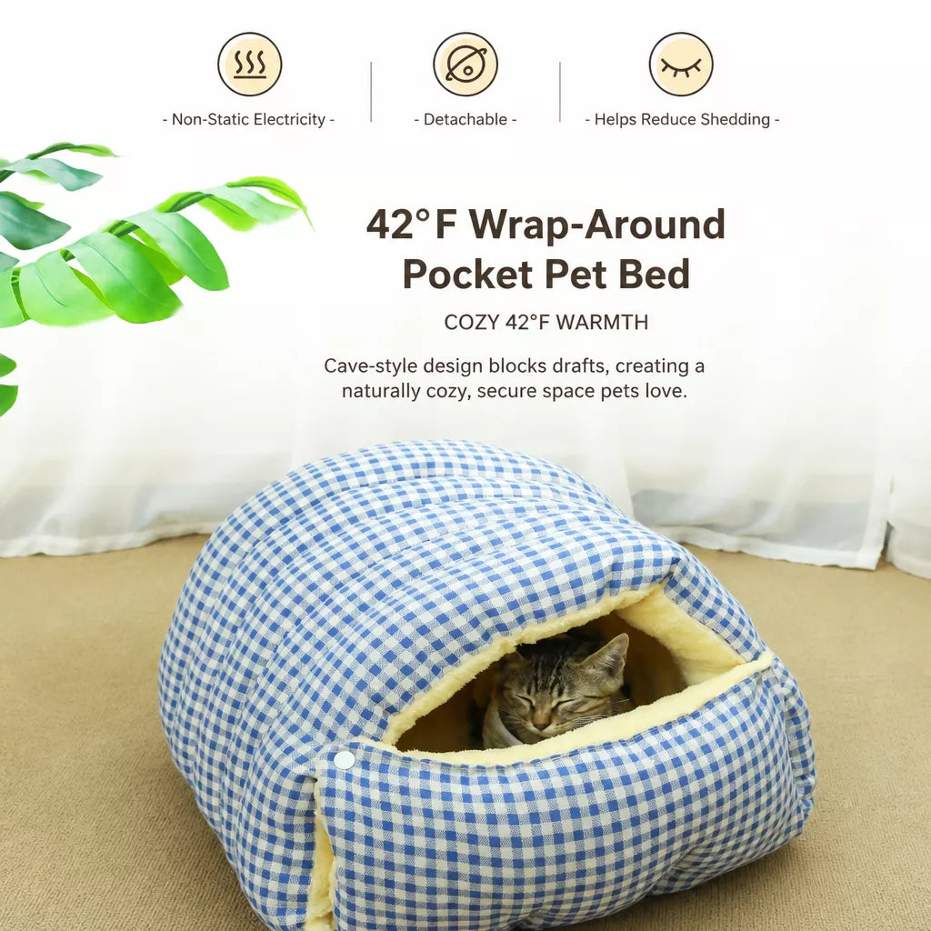 Enclosed Pet Bed with Open Entry for Cats and Small Dogs